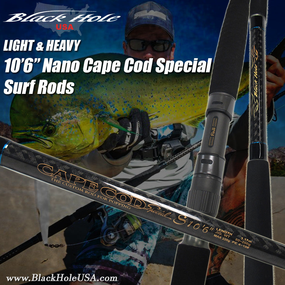 custom surf fishing rods Black Hole USA Cape Cod Special Nano Surf Rods, Black Hole USA, Black Hole
