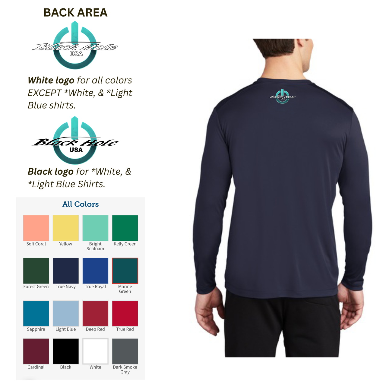 "Fish On" - Black Hole USA Long Sleeve Shirt Posi-UV  Pro (UPF 50)