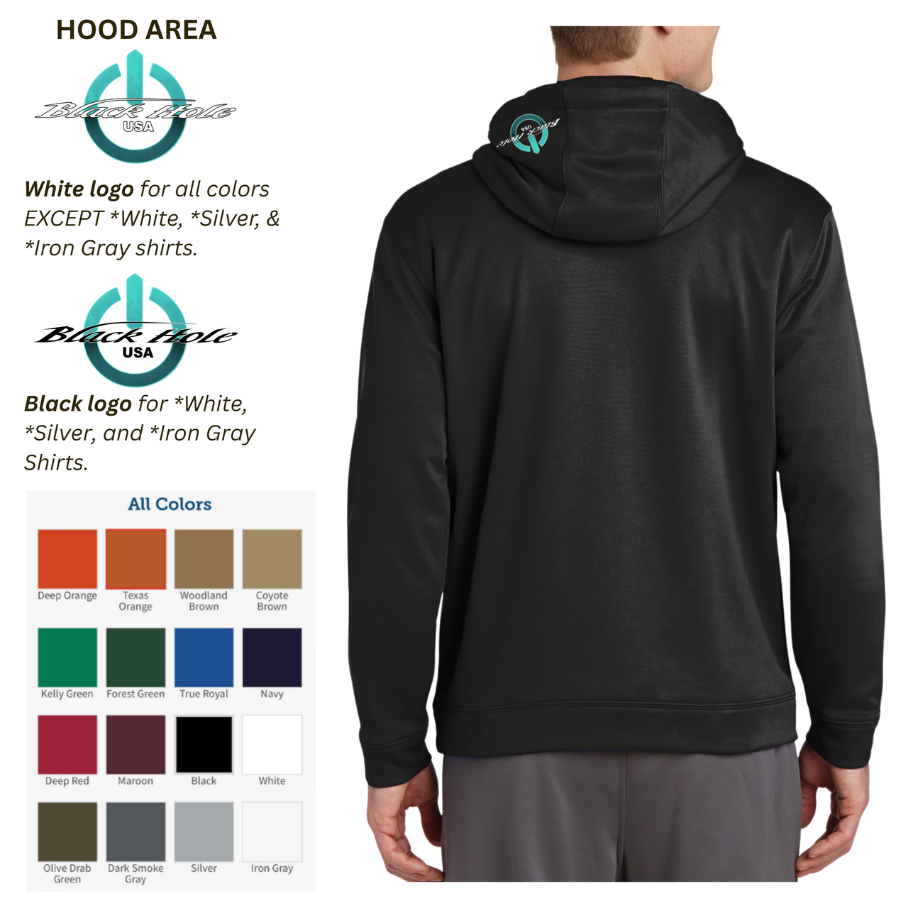 "Fish On" - Black Hole USA Sport-Wick Fleece Hoodie Sweatshirt