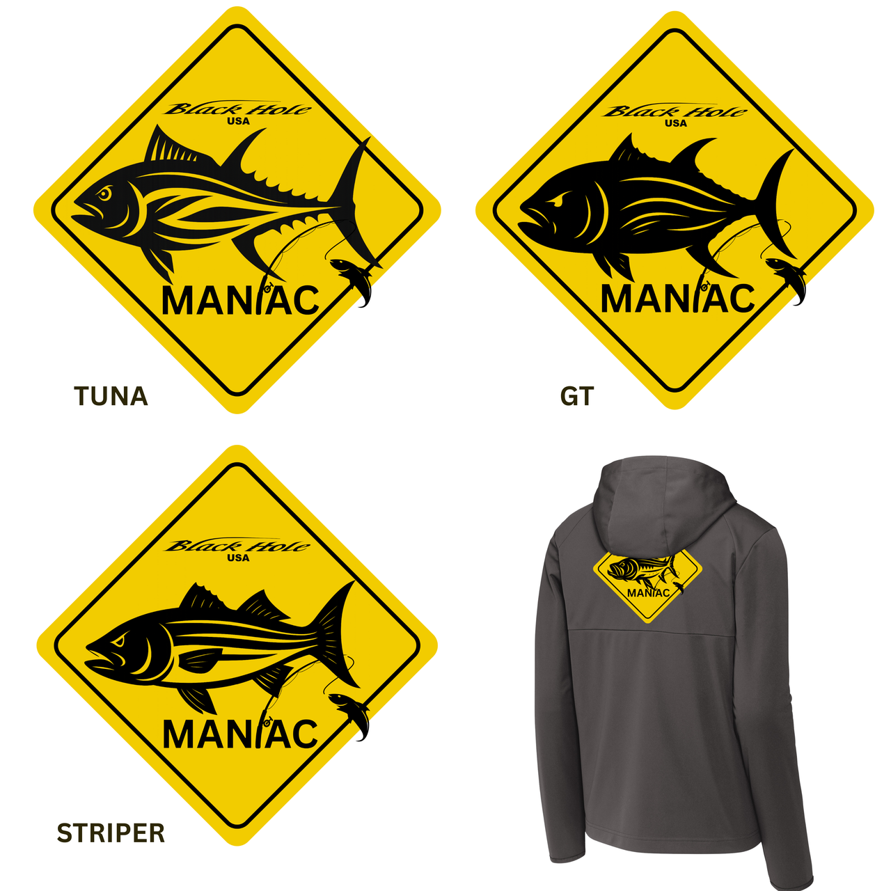 Maniac Series - Black Hole USA Hooded Soft Shell Jacket (Water Resistant)