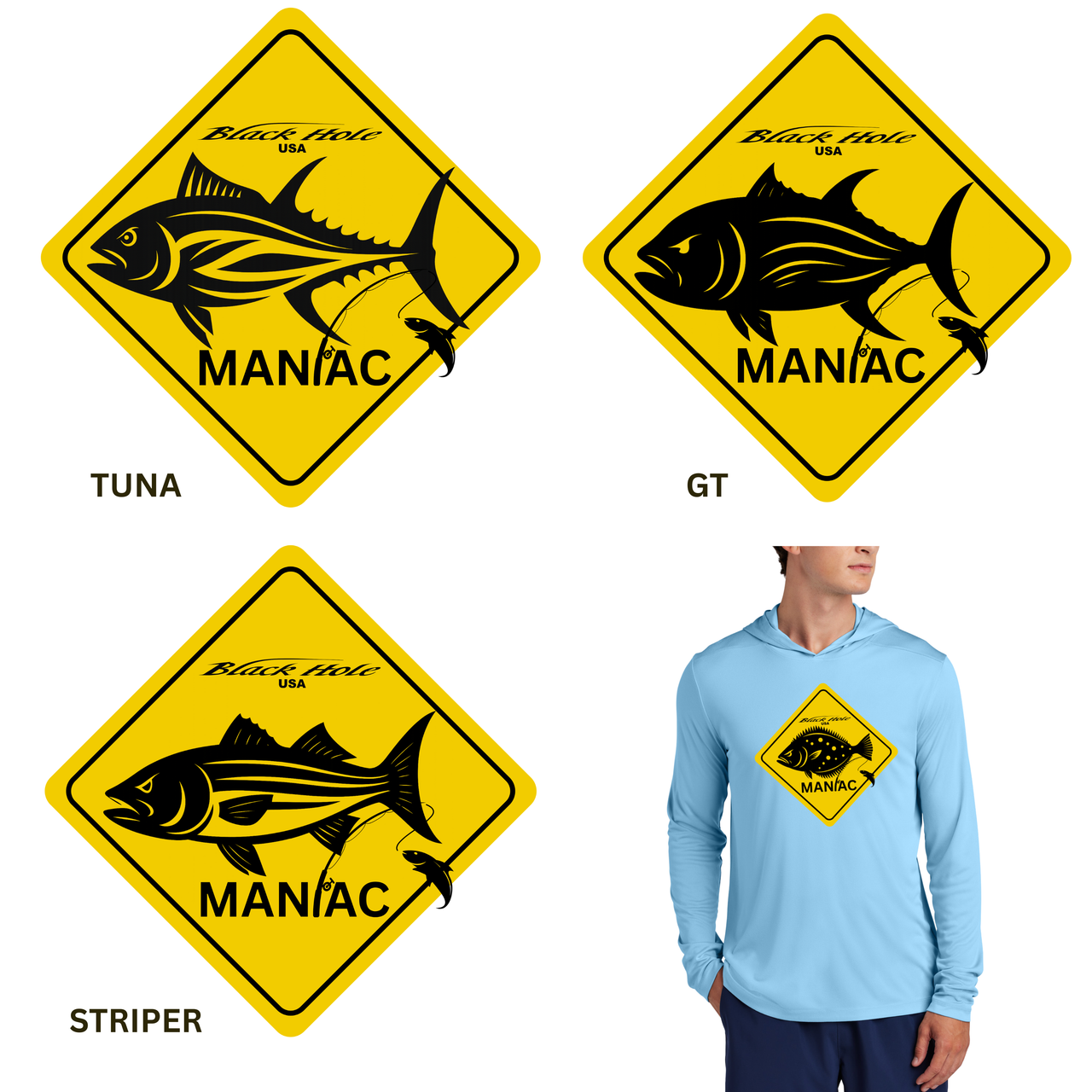 Maniac Series - Black Hole USA Long Sleeve Hoodie Posi-UV  Pro (UPF 50)