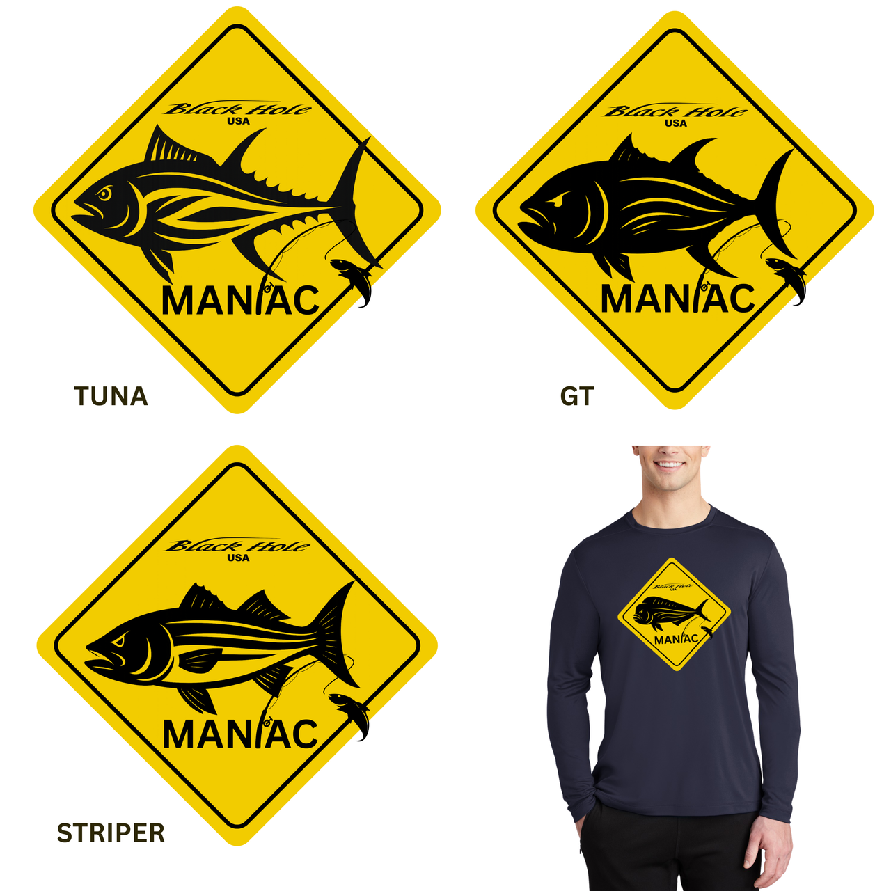 Maniac Series - Black Hole USA Long Sleeve Shirt Posi-UV  Pro (UPF 50)