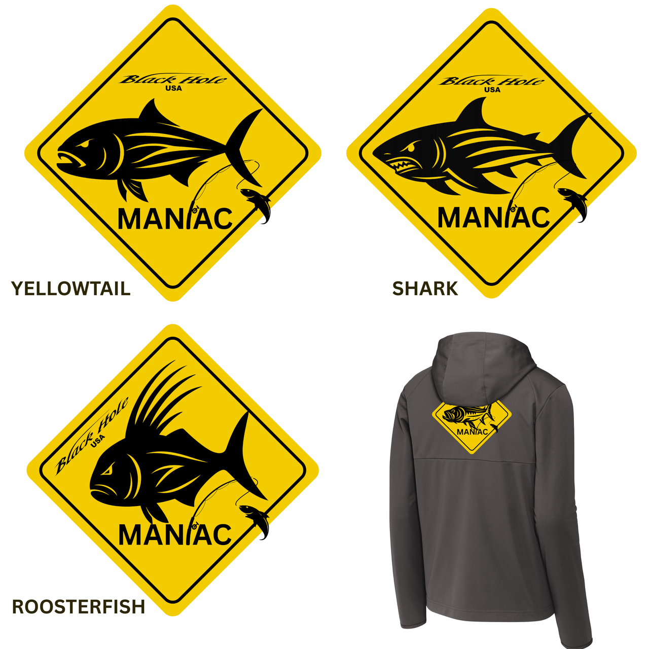 Maniac Series - Black Hole USA Hooded Soft Shell Jacket (Water Resistant)
