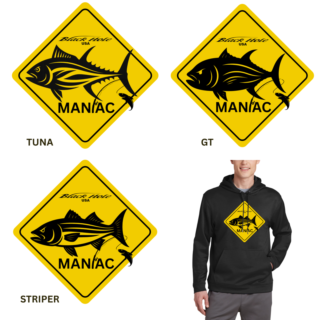Maniac Series - Black Hole USA Sport-Wick Fleece Hoodie Sweatshirt