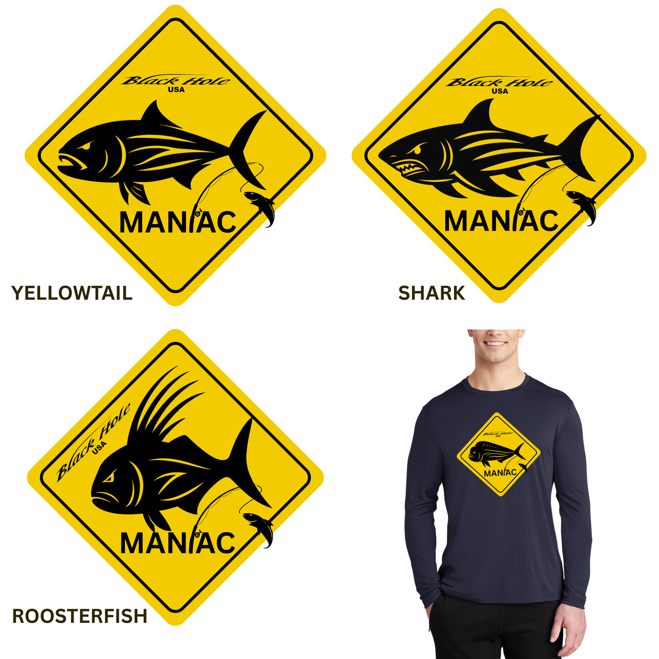 Maniac Series - Black Hole USA Long Sleeve Shirt Posi-UV  Pro (UPF 50)