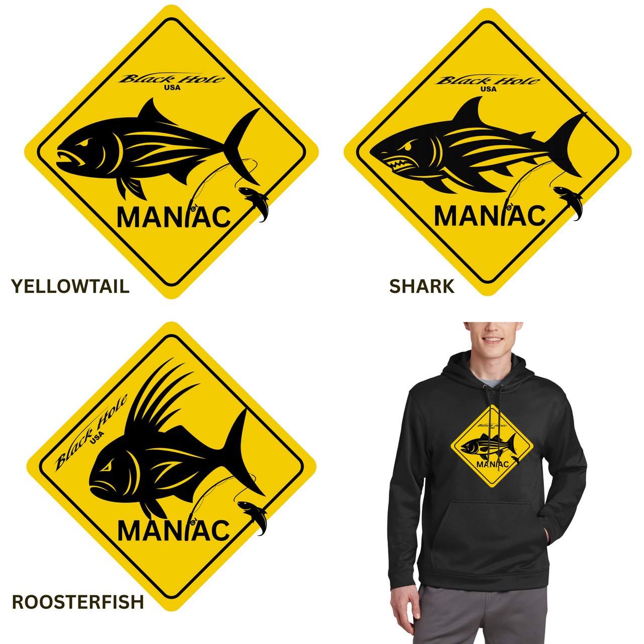 Maniac Series - Black Hole USA Sport-Wick Fleece Hoodie Sweatshirt