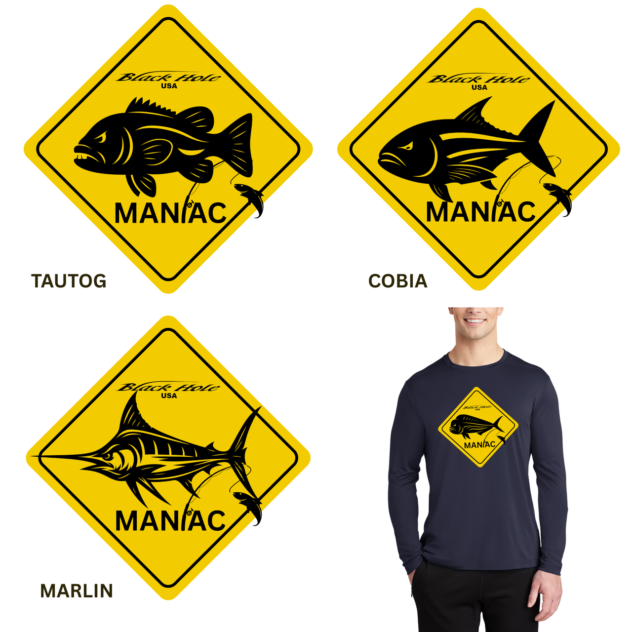 Maniac Series - Black Hole USA Long Sleeve Shirt Posi-UV  Pro (UPF 50)