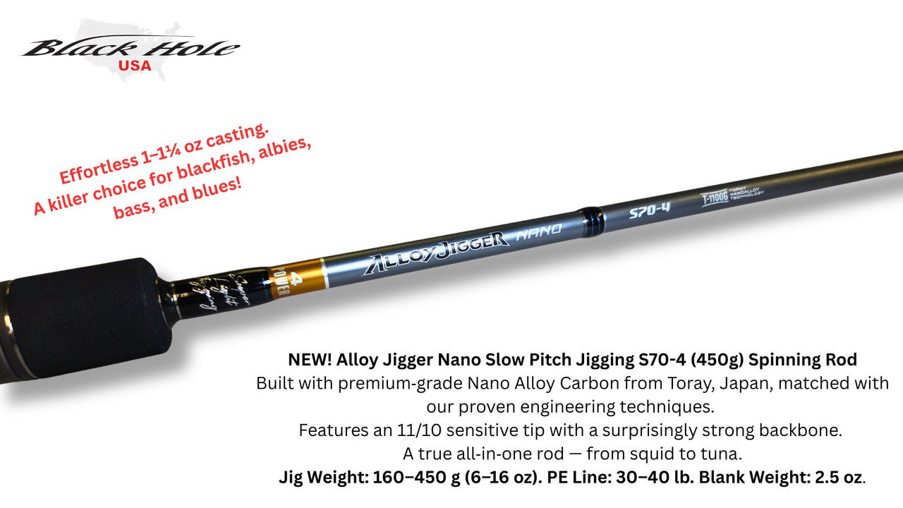 Alloy Jigger Nano Slow Pitch Jigging Rods, Black Hole USA, Alloy