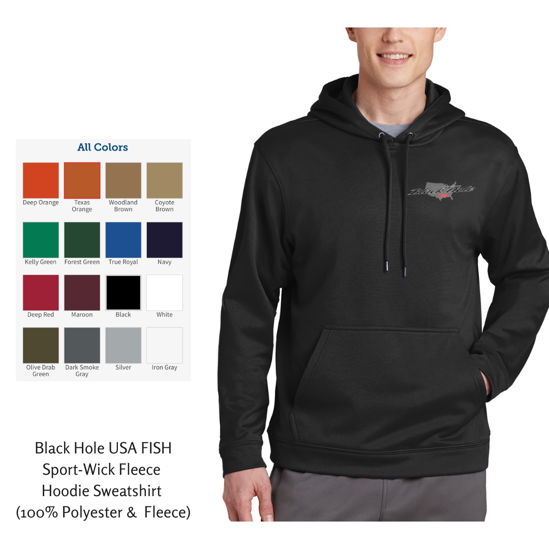Black Hole USA FISH Sport-Wick Fleece Hoodie Sweatshirt