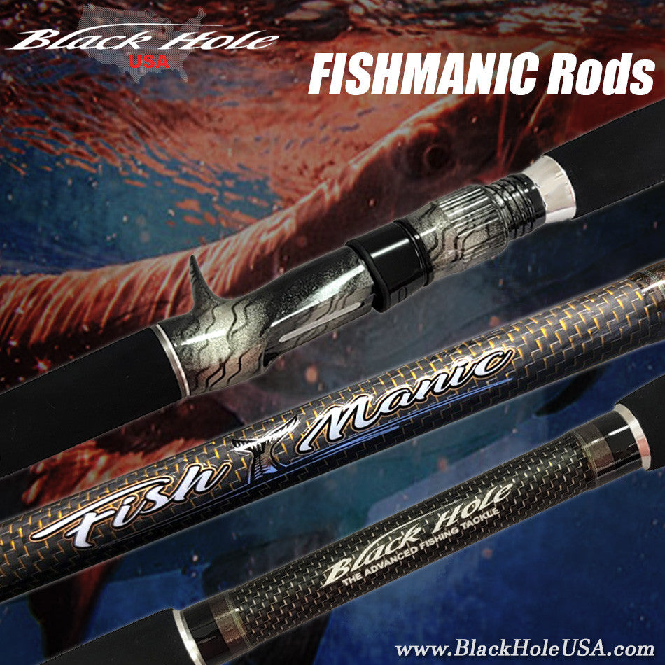 black hook fishing rods Air Flex Interline parabolic bend puts the stroke on gamefish of all sizes FISHMANIC Rods - C-80XH Conventional