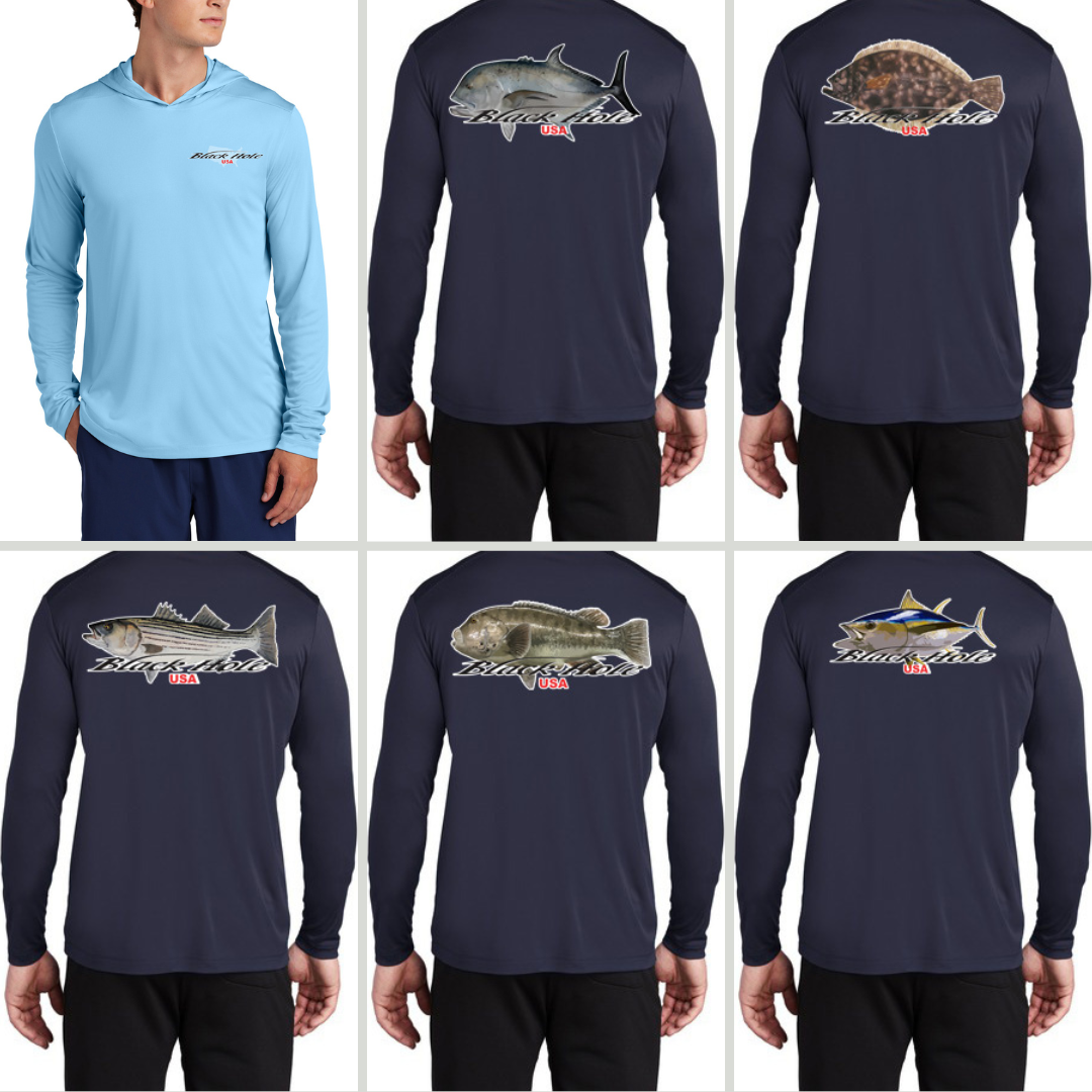 Black Hole USA FISH Long Sleeve Hoodie Posi-UV  Pro (UPF 50)
