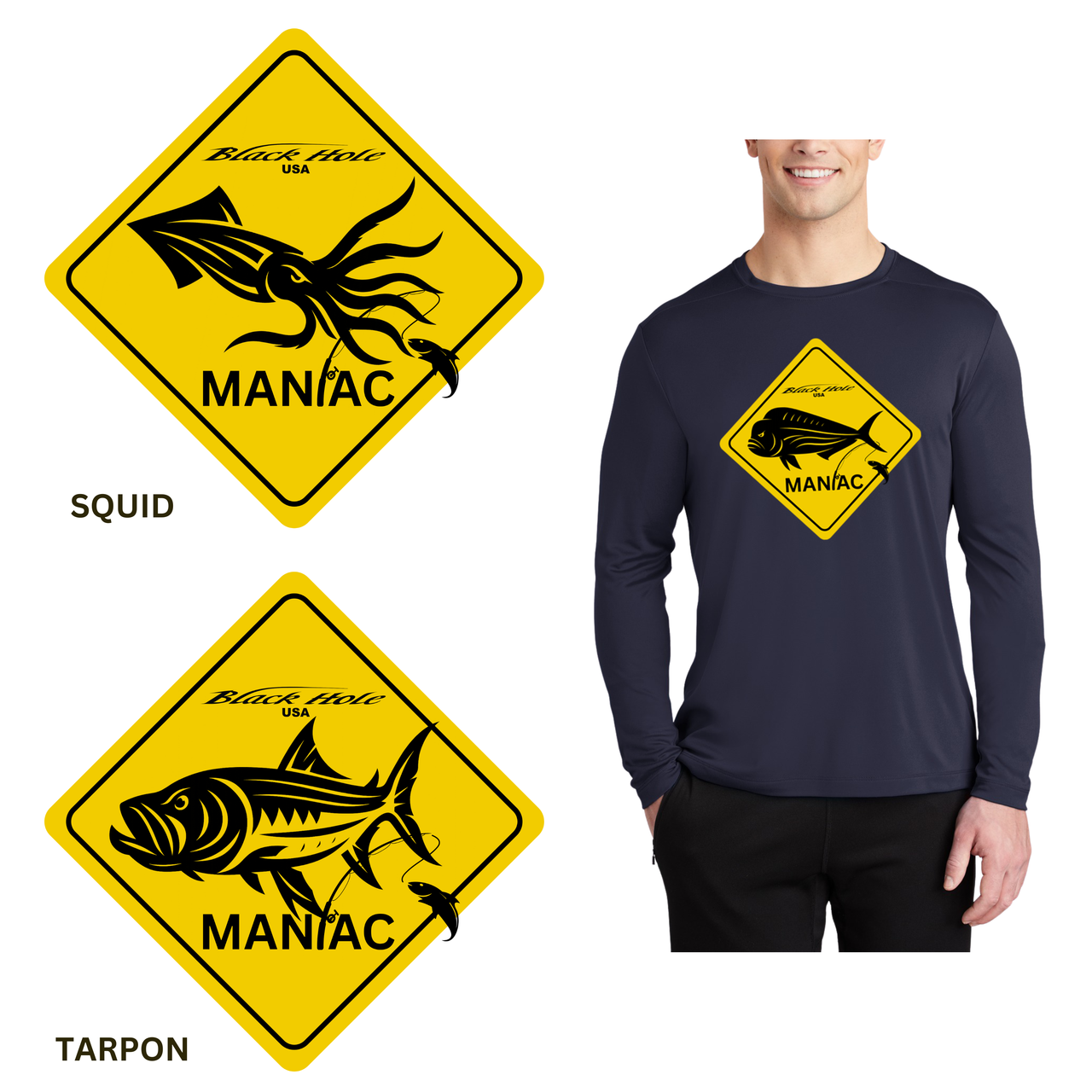 Maniac Series - Black Hole USA Long Sleeve Shirt Posi-UV  Pro (UPF 50)