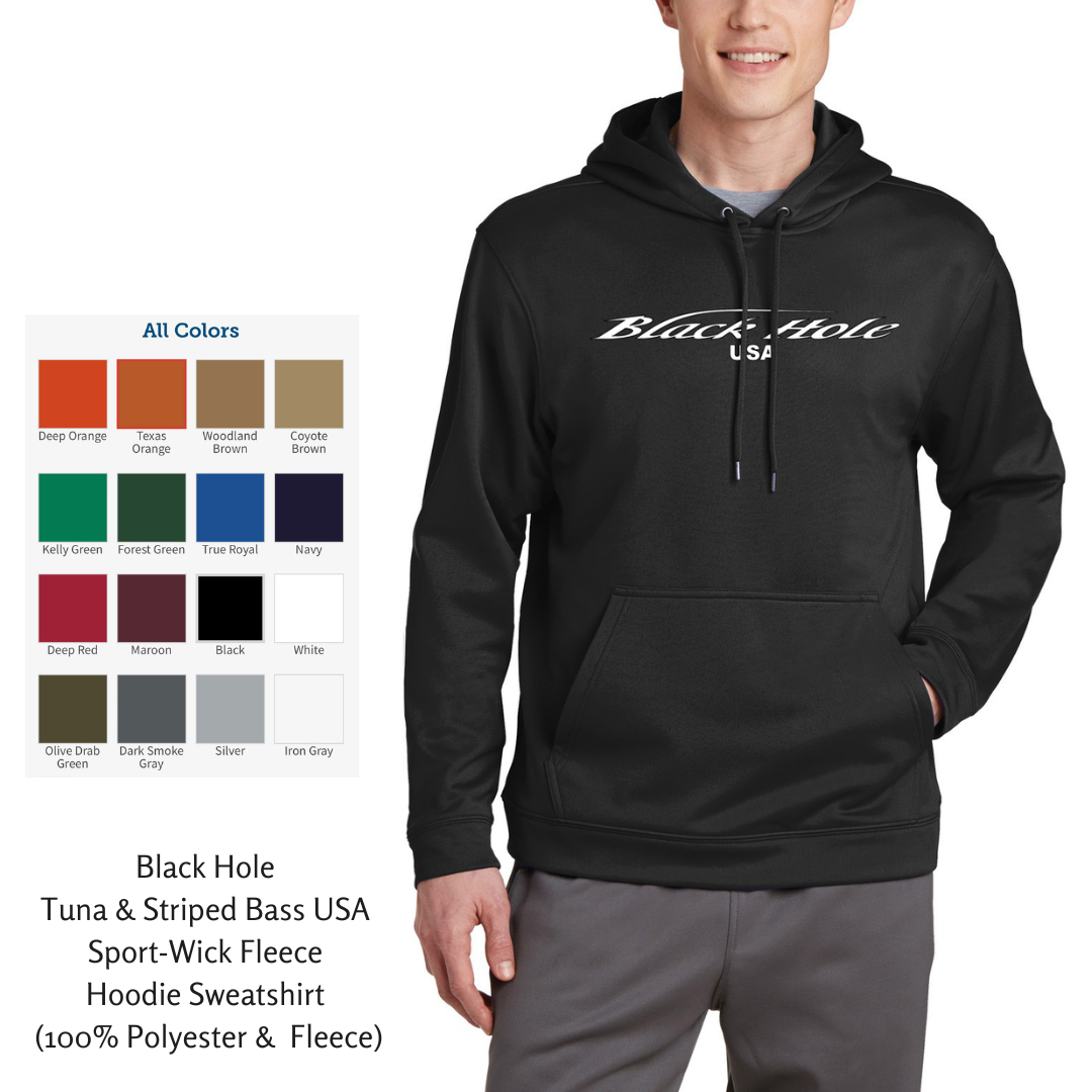 Black Hole Striped Bass USA Sport-Wick Fleece Hoodie Sweatshirt